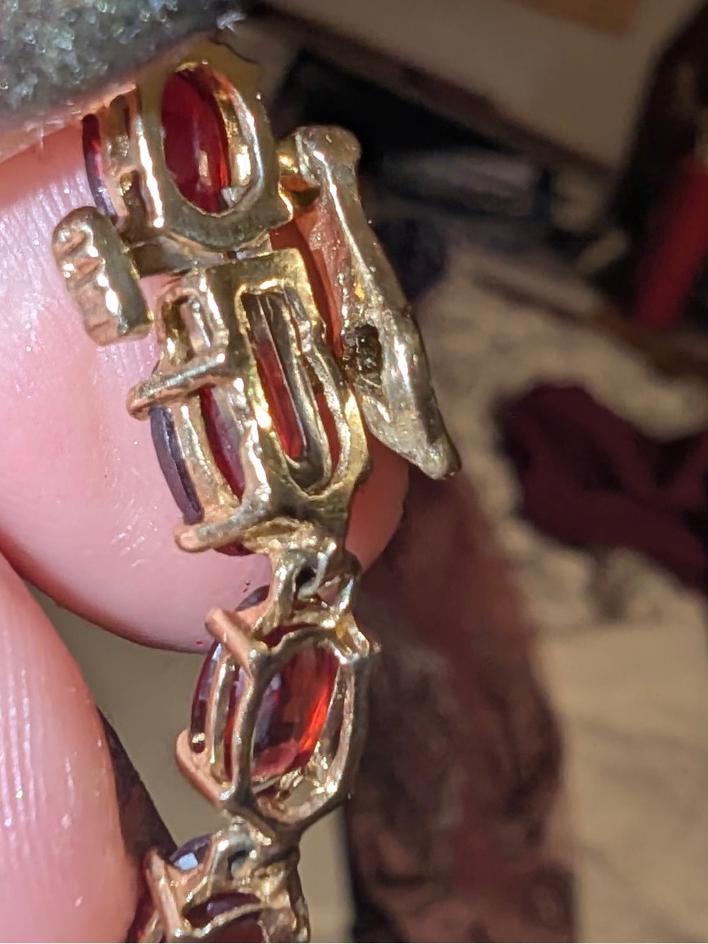 VTG 90s 10K Gold oval cut Garnet Tennis Bracelet excellent craftsmanship 7” 7.8g - Picture 11 of 13
